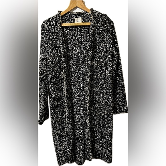 Zara Knit long open front cardigan sweater jacket frayed/fringed edges. Size M - Picture 3 of 15